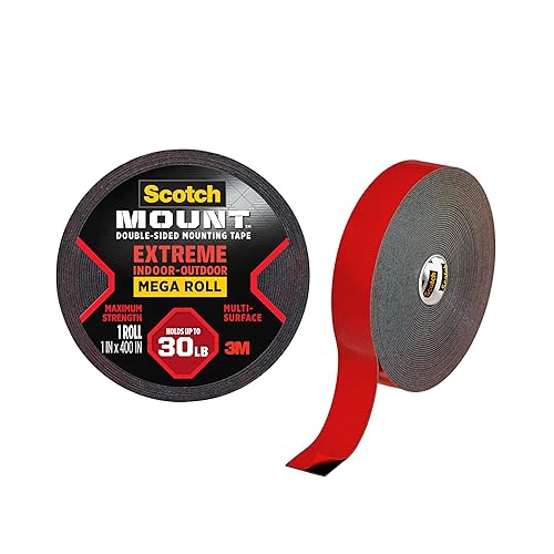 Scotch-Mount Heavy Duty Double-Sided Mounting Tape, Black, 1 Roll | 1 in x 400 in, Holds up to 30 lb, INDUSTRIAL STRENGTH ADHESIVE (414H-LONG-DC)