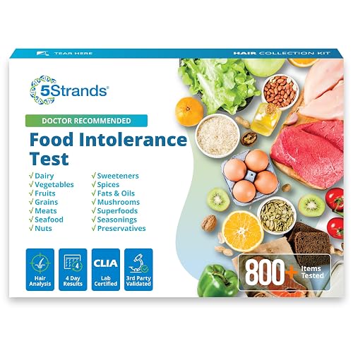 5Strands Food Intolerance Test for Adults & Kids, 800 Items Tested | Hair Analysis Test, At-Home Collection Kit, Results in 4 Days, Identify Food Triggers to Optimize Gut Health & Wellness