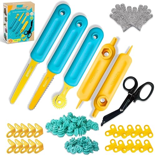 Kizzikids Cardboard Tools for Kids, Safe Cardboard Cutter Construction Kit | Hands-On Learning, Creative Projects, Screen-Free Play, Family Fun, Classroom Activities, Ages 5+
