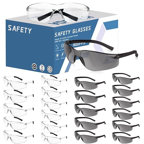 AOOFFIV 24 Pack Bulk Safety Glasses Clear Lens ANSI Z87.1 Eye Protection | Tinted and Clear Polycarbonate Lenes, Scratch and Impact Resistant Safety Glasses Bulk for Construction, Woodworking, Lab
