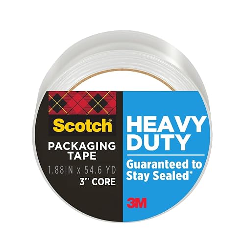 Scotch Heavy Duty Shipping Packing Tape, Clear, 1.88 in. x 54.6 yd. | 1 Tape Roll, Shipping and Packaging Supplies