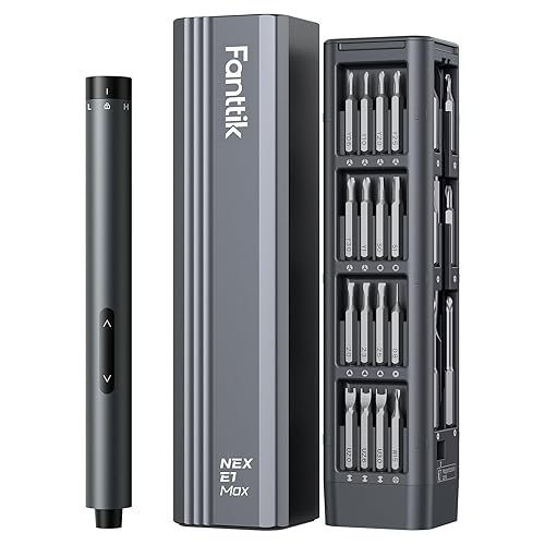 Fanttik E1 Max Precision Electric Screwdriver, Mini Screwdriver Set(Grey) | 50 Magnetic Bits, Magnetic Storage, 0.2N.m, 5/32‘’ Precision Repair Tool Kit for Electronics Phone Camera Laptop Watch