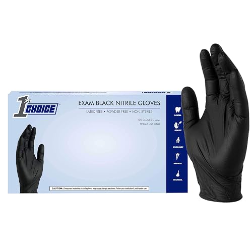 1st Choice Black 4 mil Nitrile Disposable Gloves Food Safe X-Large 100 | Used Across Service Industries Including Food Prep and Handling, Commercial Cleaning, and Salons, Bulk Purchasing Options