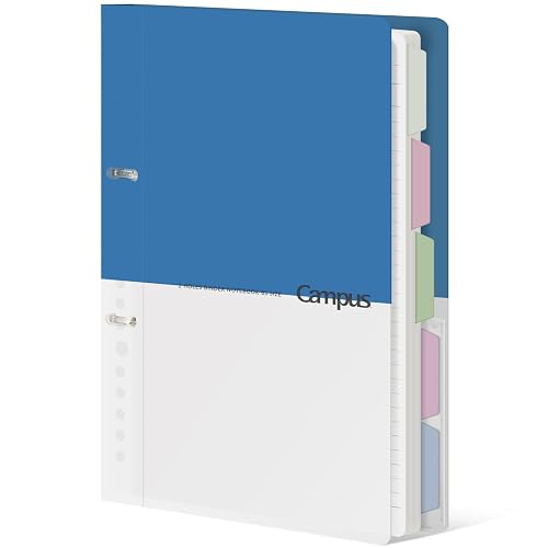 KOKUYO 5 Subject Spiral Notebook Journal, Campus 110 Sheets B5 Refillable Notebook with Dividers Tabs, 6mm Dot Lined Binder Notebook for Work School Note Taking. 9" x 10.5", Blue