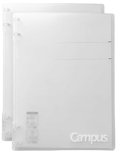 Kokuyo Campus Refillable Notebook, 2 Pack B5 2x2 Slim Ring Binder Notebook with Customizable Title Page, 40 Sheets Capacity. Suitable for 26 Holes Loose Leaf Paper, Clear (AML-NP704TX2)