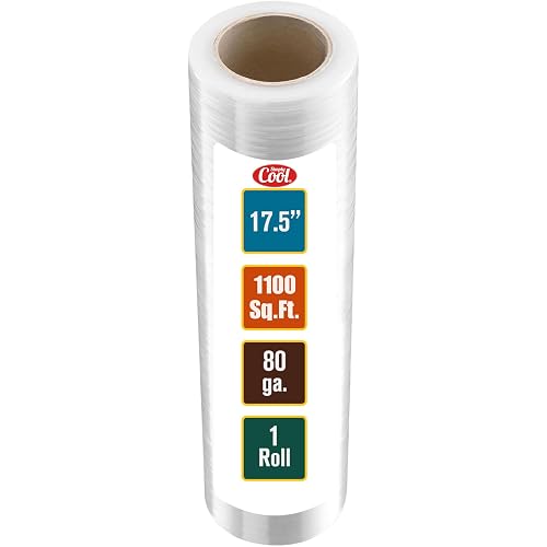 Simply Cool Stretch Wrap 17.5 Inch 80 Gauge Shrink Wrap | Plastic Wrap for Moving Boxes, Furniture, Heavy Duty Industrial Strength Pallet and Moving Supplies Packing Stretch Film