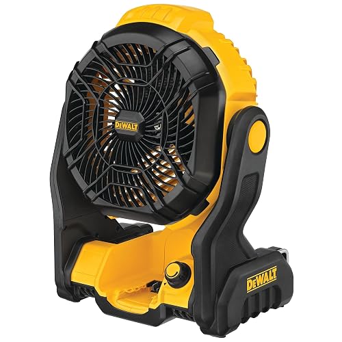 DEWALT 20V MAX Cordless Jobsite Fan, Tool Only (DCE512B) | Up to 4.5 Hrs Runtime, Variable Speed, 650 CFM