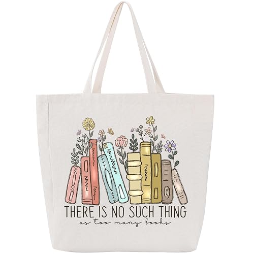 LEADO Cute Canvas Tote Bag, Book Lovers Gifts - Christmas, Gifts for Women | Book Club Gifts for Book Lovers Women, Reading Accessories, Librarian, Bookish, Readers, Teacher, Library, Birthday, Book Bag