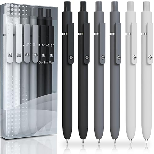 ACEES Gel Pens, 6 Pcs Retractable Quick Dry Black Ink Pen, 0.5mm Fine Point | Smooth Writing Pens For Journaling Note Taking, Office Desk Accessories, Back to School Writing Supplies, Gifts for Men Women