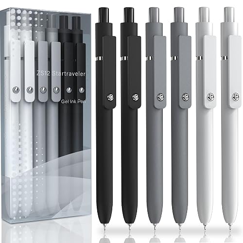 ACEES Gel Pens, 6 Pcs Retractable Quick Dry Black Ink Pen, 0.5mm Fine Point | Smooth Writing Pens For Journaling Note, Office Desk Accessories, School Supplies Stationery, Christmas Gift for Men Women