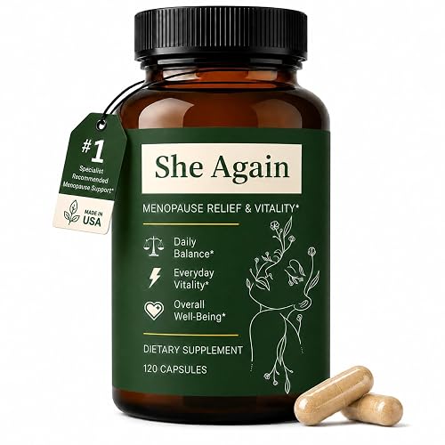 Nova She Again Menopause Supplement for Women with Probiotics, 120 Capsules | Joint Comfort & Mobility with Turmeric, Boswellia & Undenatured Type II Collagen, Three-Strain Probiotics, 60-Day Supply