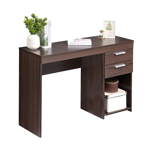 Techni Mobili 48 Inch Modern Compact Computer Desk with Drawers, Espresso | 48 Inch modern desk with storage drawers, sturdy frame, compact design, ideal for bedrooms and home office workspaces