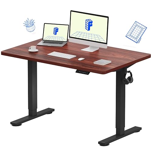 FLEXISPOT EN1 One-Piece Standing Desk, Electric Adjustable with 4 Memory Presets, 176 LBS Capacity, Stable & Quiet, Seamless Desktop for Home Office & Dual Monitors, 48"x30" Mahogany