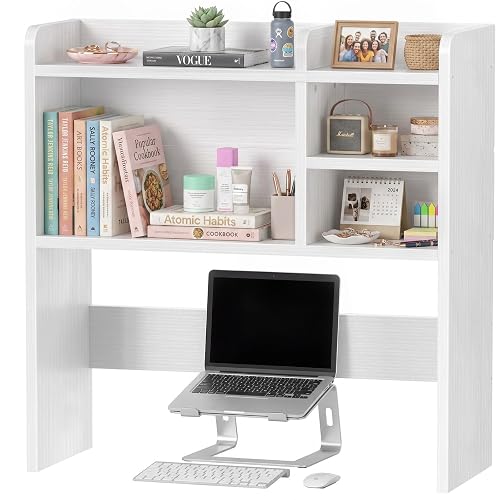 IGERI 30 Inch Wide Small White Desk Hutch Dorm Top Only 5 Shelves Organizer for College