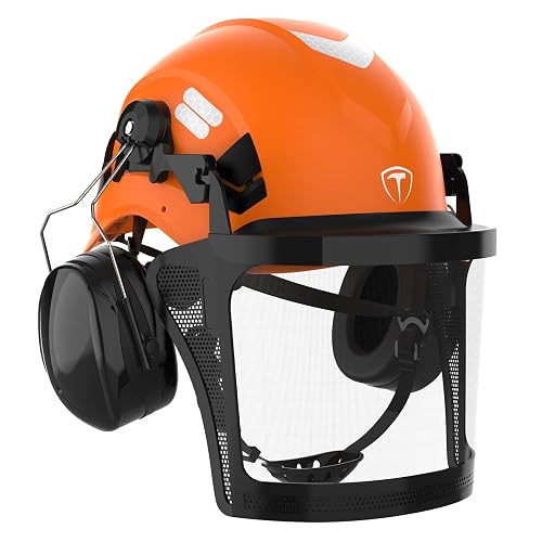 TOOLIOM Chainsaw Helmet with Face Shield and Ear Muffs, Forestry Safety Helmet, ANSI Z89.1 Certified Arborist Helmet, Chainsaw Safety Equipment (with Anti-Fog Goggles)