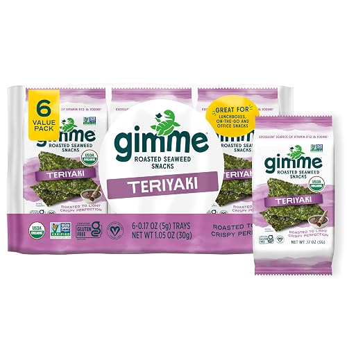 Gimme 6 CT Teriyaki Organic Roasted Seaweed Snacks, 5g, 0.17oz
