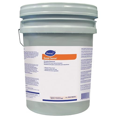 Diversey 95618635 Good Sense Dumpster Deodorant, Industrial Odor Control Solution for Trash Containers, Liquid Concentrate, Cherry Scent, 5-Gallon