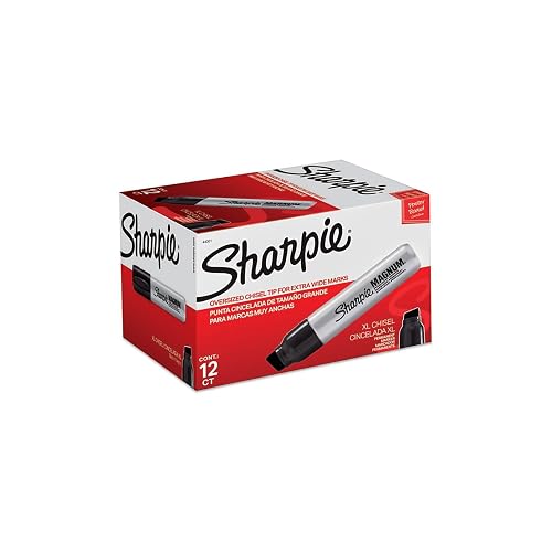 Sharpie Magnum Permanent Markers, Oversized Chisel Tip, Black, 12 Count - Office, Home, Teacher Supplies, Great for Poster Boards