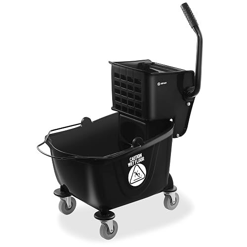 Dryser Commercial Mop Bucket with Side Press Wringer, 26 Quart, Black