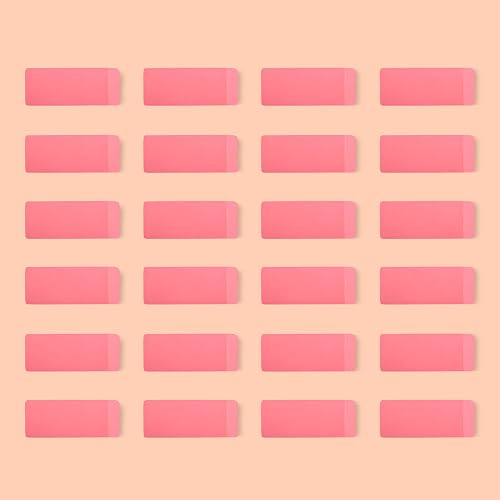 Amazon Basics Rectangular Erasers for School and Office, Pink, Art Eraser for Drawing, Stationery Supplies, 24 Count