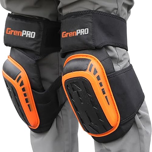 GRENPRO Heavy Duty Knee Pads for Men, Gel Foam, Construction Work | Adjustable anti-slip straps, comfortable knee pad for men and women, flooring, cleaning, tiling, roofing, gardening