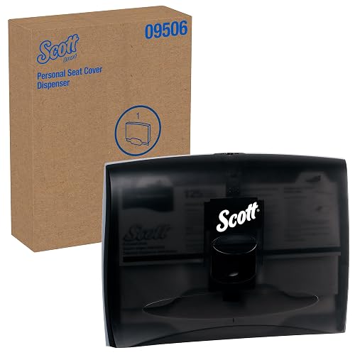 Scott Professional Restroom Paper Seat Cover Dispenser, Black (09506) | Wall Mounted, Compatible with Scott Restroom Paper Seat Covers