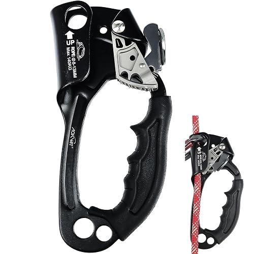 UIAA & CE Certified Rope Ascender Rock Climbing Gear Rappelling Equipment | Aluminum Alloy Strong Rigging for Rock Tree Climbing Arborist Rescue Mountaineering Caving for 8~13MM Rope