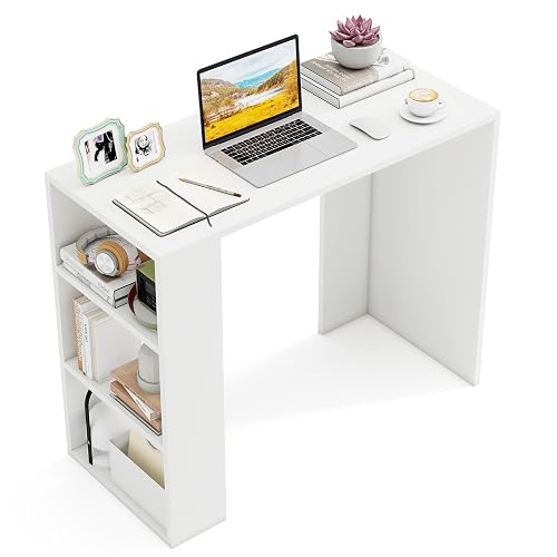 Tangkula Small Computer Desk, 36" Home Office Desk | Student Teen Study Writing Table with Bookshelf, Modern Simple Laptop Workstation, Vanity Table for Small Space