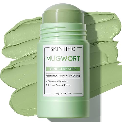 SKINTIFIC Mugwort Clay Stick Face Mask with Centella & Salicylic Acid | Deep Pore Cleansing Mud Mask for Gentle Exfoliating, Smoothing Skin and Non-Drying Facial Skincare