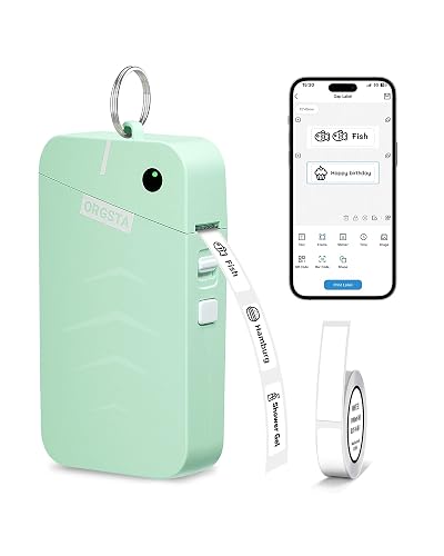 ORGSTA S001 Label Maker Machine with Tape, Portable Bluetooth Label Maker | Thermal Label Printer for Home, Office, School Organization, Wireless Mini Labeler, Sticker Maker, Multiple Templates, Green