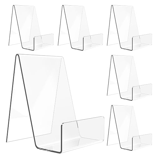 6 Pack Acrylic Book Stand, Easel Stand for Display, Book Display Holder | Clear Display Stand for Album, CD, Magazine, Postcard, Picture, Plate, Artworks, Phone, Tablet