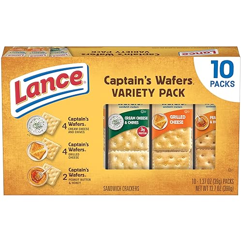 Lance Captain's Wafer Variety Pack Sandwich Crackers Snack Packs, 10 Count 1.37 Oz