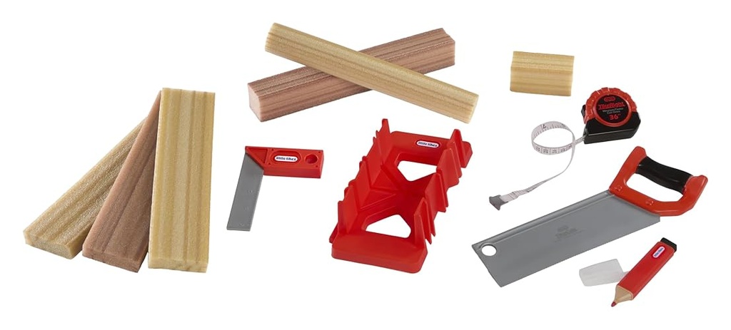 Little Tikes Creative Construction Measure & Cut Set with 5 Accessories, Pretend Play Construction Set, for Boys and Girls Ages 3+ Years