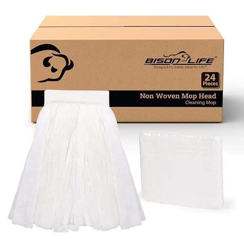 KLEEN HANDLER Disposable Industrial Mop Head Replacement, White, 24 Pack | Non-Woven Cut End Floor Cleaning Wet Mop Head Refill With Universal Fit for Wet Mopping and Commercial Floor Cleaning