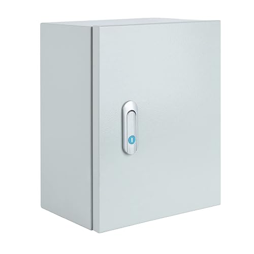 Steel Electrical Junction Box, Indoor&Outdoor Electrical Enclosure Box, Wall Mounted Waterproof&Dustproof Metal Box, Universal Electric Equipment Enclosure Box with Safety Locks and Mounting Plates