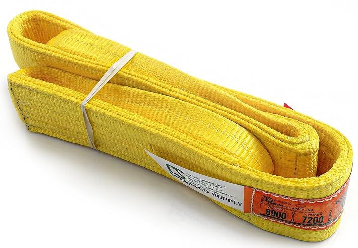 DD Sling (USA Made). 3" Widths by 6' to 20' Lengths in Listing, 2 Ply Twisted Eye, Nylon Lifting Slings, Eye & Eye, 8,900 lbs Vert, 7,200 lbs Choker, 17,800 lbs Basket Load Capacity (3" x 6')