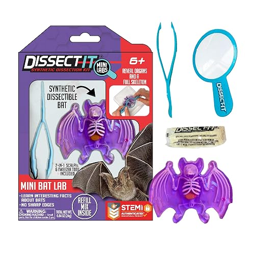 Top Secret Toys Dissect-It Mini Labs Bat Lab Dissection Kit for Kids, Realistic Synthetic Kids Science Kit - On, Biology and Animal Anatomy, STEM Toy, Ages 6+