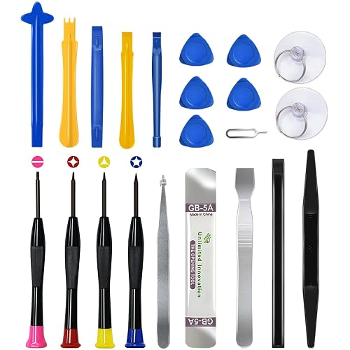 LMQ Professional Electronics Pry Tool Repair Kit with Plastic & Metal | 22 Piece Multi-Function Set, for Cellphone, iPhone, Laptops, Tablets - Pry Open, Replace Screen, Battery and More