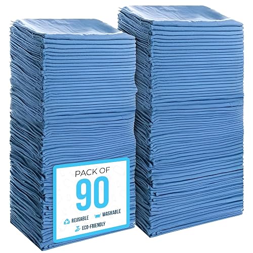 Simpli-Magic Cotton Shop Towels 14"x12" (90 Pack) – Reusable Cleaning Shop Rags for Automobiles, Industries, Garage and Homes (Blue)