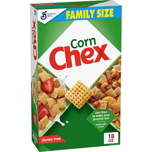 Corn Chex Cereal, Gluten Free,Family Size, 18 oz | 16g Whole Grain per Serving, Good Source of 12 Vitamins & Minerals, No High Fructose Corn Syrup