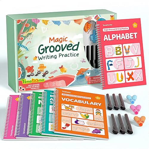 Timetome Magic Grooved Writing Practice Books for Kids 3-8 | Reusable 3D Groove Handwriting Practice Workbooks for Kids, Large Preschool Writing Books with Disappearing Ink for Kids 5-7