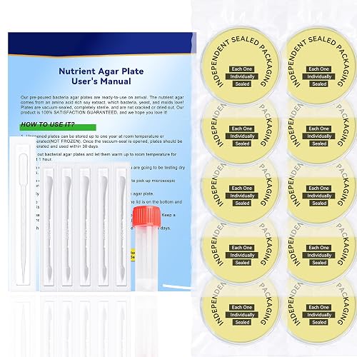 Nutrient Agar Petri Dishes Plates & Cotton Swabs Science Kit 30 PCS | Individually sealed items with pipettes, vials & guide. Great for home mold tests or class experiments