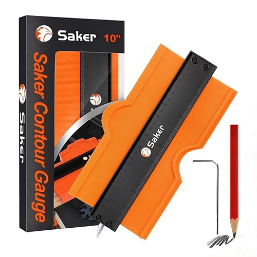 Saker Contour Gauge Profile Tool with Adjustable Lock 10 Inch Orange | Gifts for Men Women Father Dad Boyfriend Husband,Precisely Copy Irregular Shape Duplicator,Cool Gadgets for Woodworking