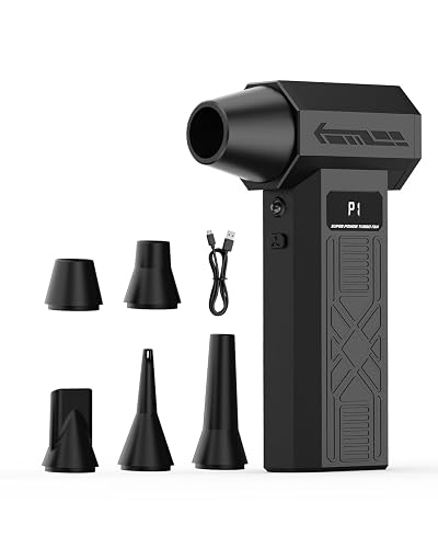 MiaEpic Compressed Air Duster - 180000 RPM Mini Blower, Cordless Keyboard Cleaner with 4-Gear Adjustment & 5 Nozzles for Keyboards, Computers, Electronics and Home Cleaning