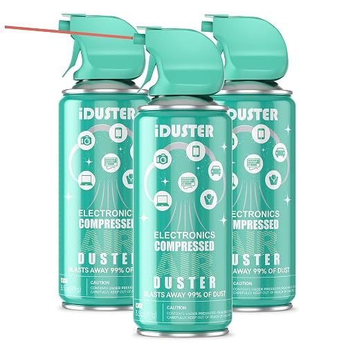 iDuster Compressed Canned Air Duster for Computer - Disposable Electronic Keyboard Cleaner for Cleaning Duster, 3PCS(3.5oz)