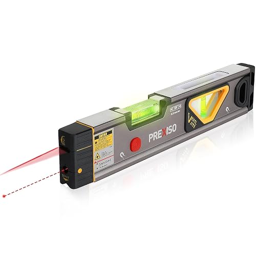 PREXISO 2-in-1 Laser Level 100Ft/30Ft, 12" Magnetic Spirit Level with Light | 100Ft Alignment Point & 30Ft Leveling Line, Laser Leveler Tool for Picture Hanging Wall Writing Painting Home Renovation