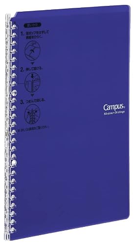 Kokuyo Smart Ring Binder, B5 Purple Binder Notebook, Up to 25 Filler Papers | Campus Refillable Notebook 26 Holes with 10 Extra Loose-Leaf Paper in 6mm Dot Ruled Japanese Slim Binder for Work & Study