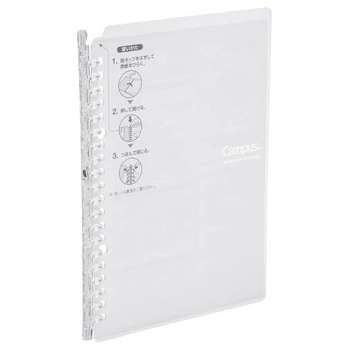 Kokuyo Smart Ring Binder, B5 Clear Binder Notebook, Up to 25 Filler Papers | Campus Refillable Notebook 26 Holes with 10 Extra Loose-Leaf Paper in 6mm Dot Ruled Japanese Slim Binder for Work & Study
