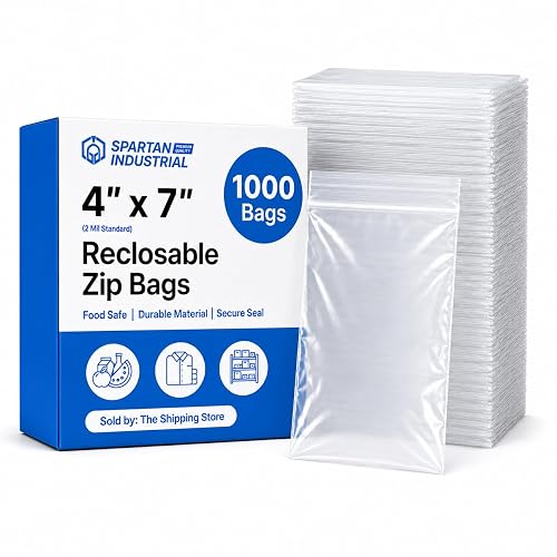 4” X 7” (1000 Count) 2 Mil Clear Reclosable Zip Plastic Poly Bags | with Resealable Lock Seal Zipper - Spartan Industrial