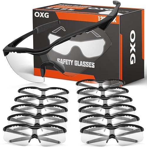 OXG 12 Pack Safety Glasses, ANSI Z87.1 Protective Eyewear for Men Women | UV Protection Anti-Scratch Impact Resistant